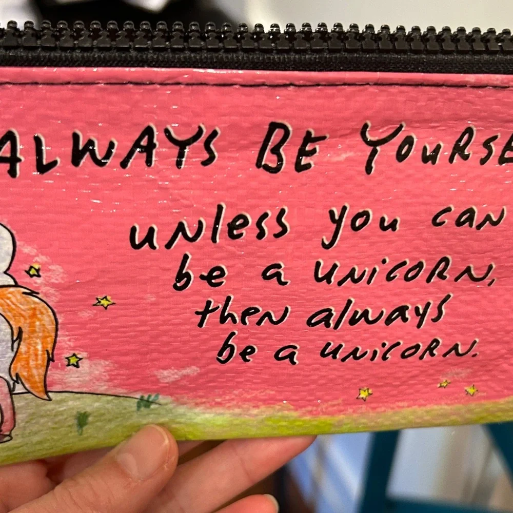 Blue Q Pink Unicorn Pencil Case